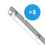 Multipack 8x Noxion Réglette LED Étanche Boîtier Vide  Poseidon V2.0 | Convient Pour 2x120cm Tube LED