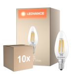 Multipack 10x Ledvance Classic LED E14 Bougie Filament Claire 3.4W 470lm - 827 Blanc Très Chaud | Équivalent 40W