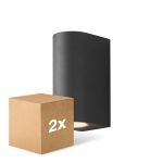 Multipack 2x D'Lite Applique Murale Vossem Aluminium Noir Up & Down| IP54 - Convient Pour 2x GU10