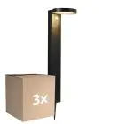 Multipack 3x Nordlux Solar Éclairage de jardin Rica Rond Acier Inoxydable Noir 4.5W 400lm - 830 Blanc Chaud | Détecteur de Mouvement et de Lumière
