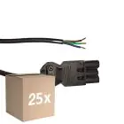 Multipack 25x Noxion GST - Compatible Câble d’alimentation Noir - Mâle + Extrémités ouvertes - 0,3m - 3 pole 0,75mm2