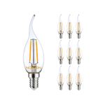 Multipack 10x Noxion Lucent LED E14 gebogen punt Kaars Filament Helder 2.5W 250lm - 827 Zeer Warm Wit | Vervangt 25W
