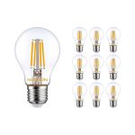 Multipack 10x Noxion Lucent Filament LED E27 Peer Helder 7W 806lm - 827 Zeer Warm Wit | Vervangt 60W
