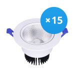 Multipack 15x Bright Choice LED Downlight Rond Kantelbaar 15W 1200lm 60D - 930 Warm Wit | 135mm - Zaagmaat 110mm - UGR <19