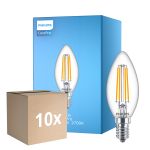 Multipack 10x Philips Corepro LED Kaars E14 Filament Helder 6.5W 806lm - 827 Zeer Warm Wit | Vervangt 60W
