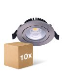 Multipack 10x Noxion LED Kantelbaar Slim Spot Zilver Rond 6W 550lm 60D - 927 Zeer Warm Wit | 85mm - IP54 - Dimbaar - Beste Kleurweergave