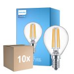 Multipack 10x Philips Corepro LED Lustre E14 Kogel Filament Helder 6.5W 806lm - 827 Zeer Warm Wit | Vervangt 60W