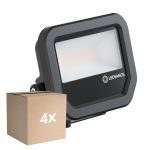 Multipack 4x Ledvance LED Floodlight Aluminium Zwart 8W 1200lm 100D - 840 Koel Wit | IP66 - Symmetrisch