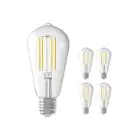 Multipack 5x Calex Smart Tuya Wifi E27 Edison Filament 7W 806lm - 818-830 Afstembaar Wit | Dimbaar - Vervangt 60W