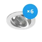 Multipack 6x Noxion Inbouw Spot Drome MR16 Kantelbaar Aluminium | Zaagmaat 69mm - GU10 Fitting