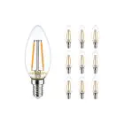 Multipack 10x Noxion Lucent LED E14 Kaars Filament Helder 2.5W 250lm - 827 Zeer Warm Wit | Vervangt 25W