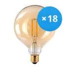 Multipack 18x Noxion Lucent LED E27 Globe Filament Amber 125mm 7.2W 630lm - 822 Zeer Warm Wit | Vervangt 60W