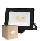 Multipack 4x Noxion LED Floodlight Beamy Aluminium Zwart 20W 2200lm 100D - 830 Warm Wit | IP65 - Symmetrisch 