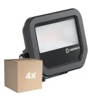 Multipack 4x Ledvance LED Floodlight Aluminium Zwart 8W 1200lm 100D - 840 Koel Wit | IP66 - Symmetrisch