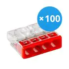 Multipack 100x Wago 2273-204 Lasklem Verbindingsstuk | 4 Kabel Aansluiting
